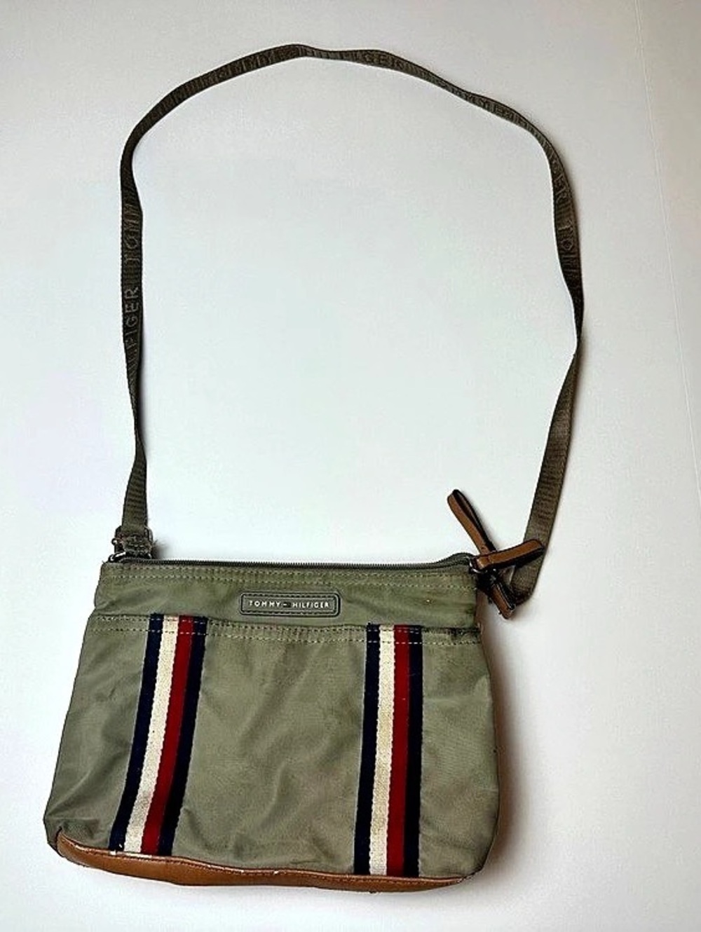 Tommy Hilfiger Crossbody Bag Striped Green & Brown
